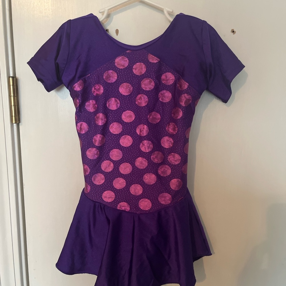 Purple and Pink Polka Dot Kids Skating Dress